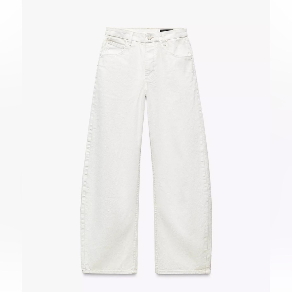 ZARA White Waxed Cracked Jeans Relaxed Fit Size 2 NEW! - Picture 4 of 15